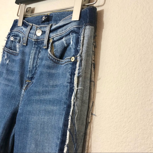 \7 FAM\• Distressed Side Stripe Jeans - Picture 7 of 16
